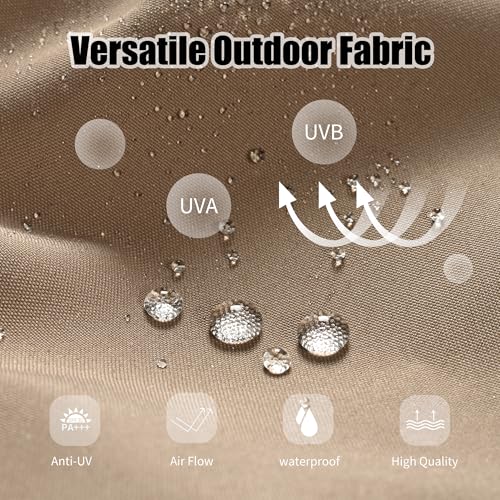 Caprihom 15ft Patio Umbrella with Base Included, Double Sided Outdoor Large Rectangular Patio Umbrella with Crank Handle, for Lawn Garden, Khaki