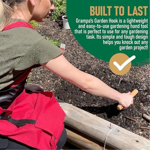 Grampa's Garden Hook - Weed Puller Tool & Gardening Hand Cultivator - Versatile Tool That Functions as a Cultivator, Hand Tiller, Weeder, & Edging Tool - Lightweight & Durable to Use