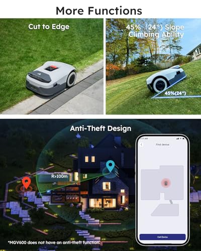 Robot Lawn Mower NO Wire - 0.22 Acre, Full Band RTK+4-Eye Vision Robotic Lawnmower, Automatic Mapping, 20 Multi-Zone Management, 3D Obstacle Avoidance, Intelligent Path Planning, ANTHBOT Genie600