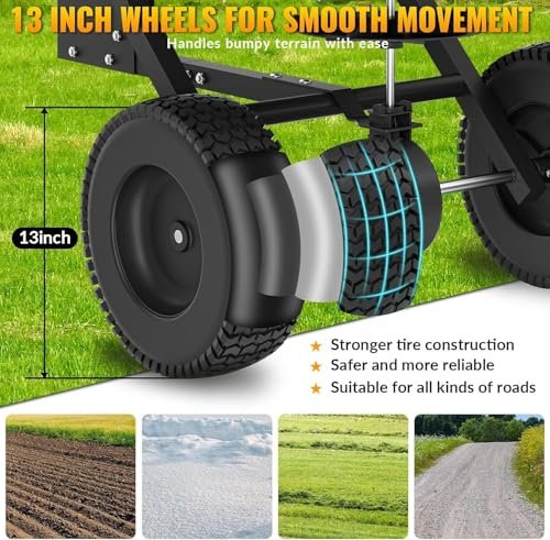 Tow Behind Broadcast Spreader, 200 LB Capacity,Fertilizer Spreader Holds up to 550 lbs with 13