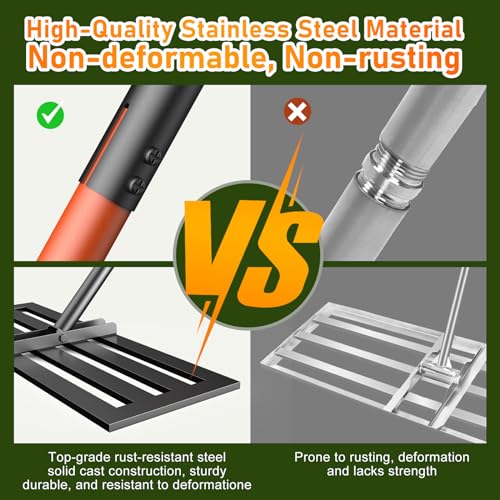 Lawn Leveling Rake-Lawn Leveling Tool-30” x 10” Ground Plate-78” Extra Long Handle for Yard Garden Lawn
