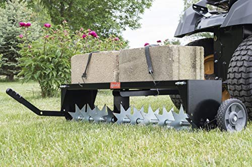 Agri-Fab 45-0544 40 inch Tow Behind Spike Aerator for Aerating Lawns; 10 Galvanized Steel Spike Disks, Universal Hitch, Black