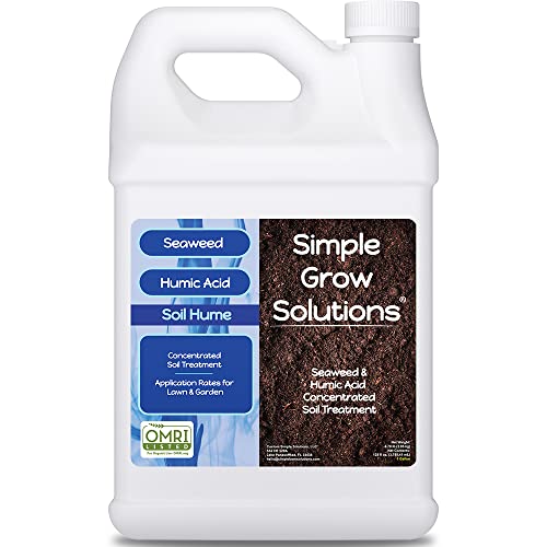 Organic Super Seaweed Humic Acid Blend- Liquid Sea Kelp for Grass and Plants - Soil Hume - Simple Grow Solutions- Natural Lawn & Garden Concentrated Treatment- Use with Fertilizer Program (128 Ounce) - best humic acid for lawns