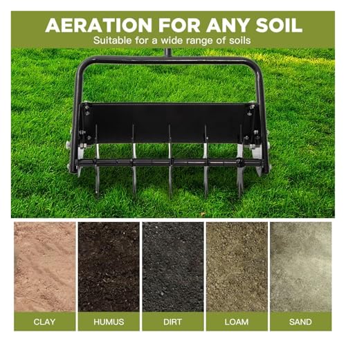 TIANYCOD Heavy Duty Lawn Aerator with Height Adjustment, Rolling Soil Aeration Tool, Manual Garden Tool for Lawn and Yard Grass Care