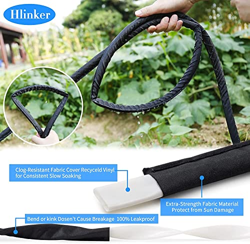 Hlinker 2025 Flat Soaker Hose 100 ft (50ft 2Packs) with Stake for Garden, Linkable Drip Hose Diy Automates Garden Irrigation System Saving 88% Water, Dual-layer Leak-free Design Water Hose with Holes