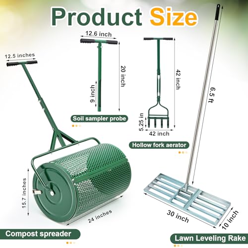 Lothee 4-Step Compost and Peat Moss Spreader Lawn Care System Includes 24