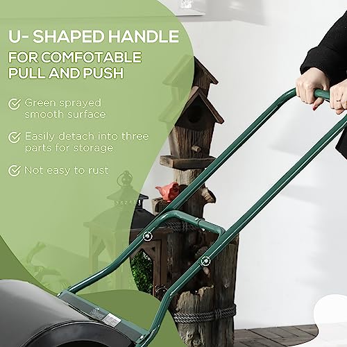 Outsunny 20-Inch Push/Tow Behind Lawn Roller Filled with 16 Gal Water or Sand, Perfect for Flattening Sod in The Garden