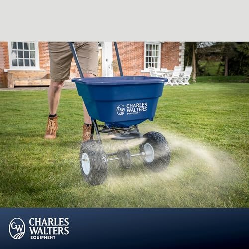 Charles Walters Equipment CW2000 Estate Style Broadcast Spreader for Spreading Fertilizer and Ice Melt on Lawns, Sidewalks, and Driveways, 65lb Capacity, 35