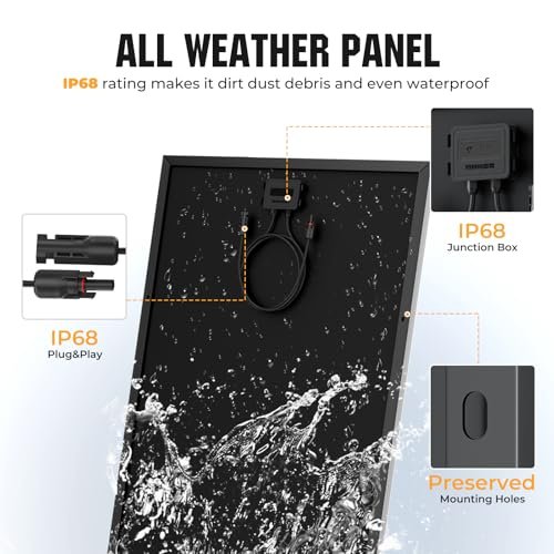 Rvpozwer 200 Watt Solar Panel 18BB, 25% High Efficiency, N-Type 12V 200W Solar Panel, Monocrystalline PV Modules, for Rooftop, RV, Farm, Trailer, Marine, Home Off-Grid System