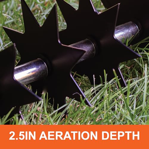 Agri-Fab 45-0365 Push Spike Aerator Lawn Tool,16 Inch Push Lawn Aerator With 5 Aerating Spikes, Used for Lawn Care Maintenance