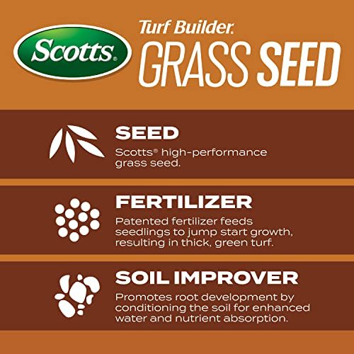 Scotts Turf Builder Grass Seed High Traffic Mix with Fertilizer and Soil Improver, Self-Repairs, 5.6 lbs.