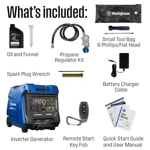 Westinghouse 5000 Peak Watt Super Quiet Dual Fuel Portable Inverter EFI Generator, Remote Electric Start, Gas & Propane Powered, RV Ready, CO Sensor, Parallel Capable
