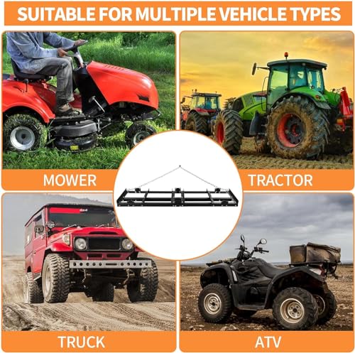 OLIPIC Drag Harrow - Driveway Pull Behind Lawn Leveling Rake Grader - Tow Behind Lawn Tractor Attachments for ATV, UTV, Or Mower - Heavy Gauge Powder Coated Welded Steel,6FT