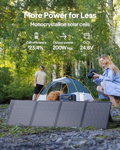 BLUETTI Solar Generator AC200L with 200W Solar Panel (Ships Separately), 2,048Wh LiFePO4 Battery Backup w/ 4 2,400W AC Outlets (3,600W Power Lifting), for Camping, Home Use, Emergency