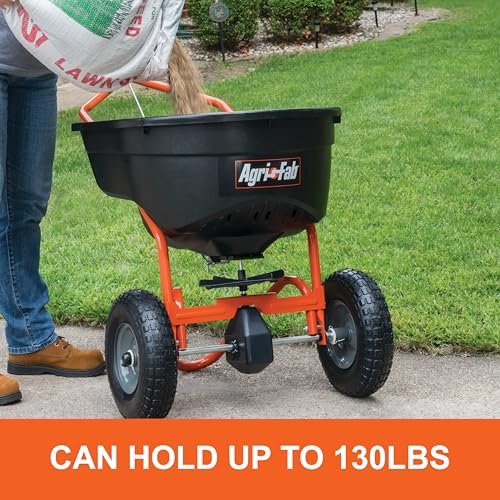 Agri-Fab 45-0614 130 lb. Push Lawn & Garden Broadcast Spreader for Seed,Fertilizer,Salt,Ice Melt; Walk Behind with Easy to use Flow Control Lever
