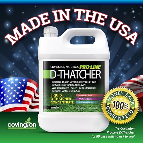 Covington PRO-LINE D-Thatcher Liquid Dethatcher (1 Gal) – Lawn Thatch Remover & Soil Softener, Grass Clipping Breakdown for Healthy Lawns & Gardens – Dethatcher and Aerator, Safe for Kids & Pets