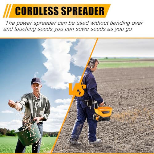 Gerttilyon Salt Spreader for Dewalt 20V 60V Li-ion Battery - Handheld Seed and Fertilizer Power Spreader. Year-Round Coverage for Grass Seeds, Rock Salt, ice melt Seasons(Tool only)