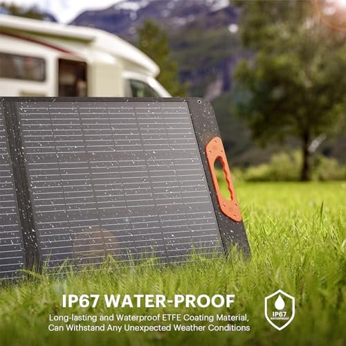 ZOUPW 100W Portable Solar Panel, 100 watt 20V Monocrystalline Foldable Solar Charger for Power Station,QC3.0 USB-A &Type-C Output,23.5% High Efficiency IP67 Waterproof for Camping RV Blackout