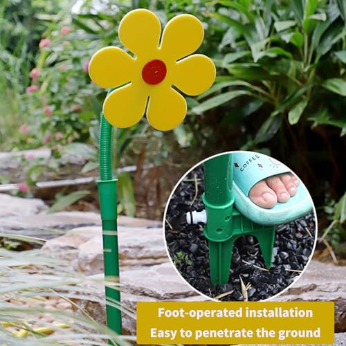 CUTENNIOU Crazy Daisy Sprinkler Crazy Dancing Flower Water Sprinkler Funny Sun Flower Dancing Daisy Lawn Sprinkler for Yard Watering Dogs Kids Playing Red Yellow Garden Sprinklers - Yellow