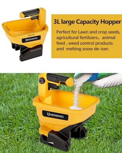 Uniqwamo Handheld Power Spreader Compatible for Dewalt 20V/60V Li-ion Battery, Available Year-Round, Grass Seeds, Rock Salt (Battery not Included)
