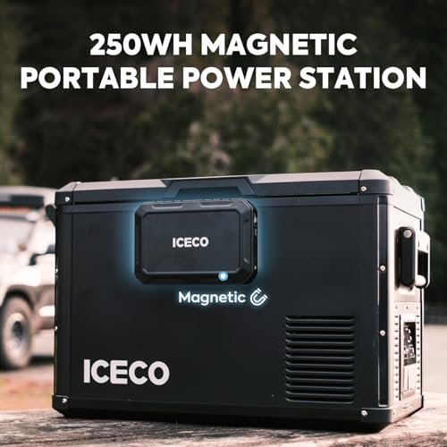ICECO 250Wh Portable Power Station, Magnetic Power Bank, Outdoor Generator 12V Refrigerator, Mobile Lithium Battery Pack, for Home Backup Outdoor Emergency RV Van Hunting