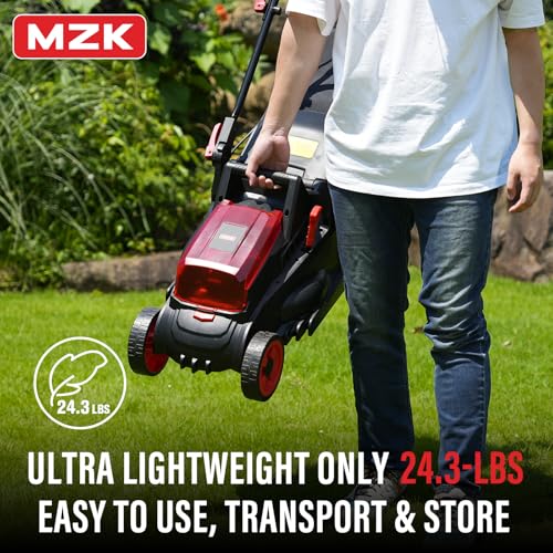MZK 40V(2 x 20V) 13”Cordless Electric Lawn Mower,with 4-Position Height Adjustment,Compact and Lightweight Push Battery Powered Lawn Mower (2 * 4AH Batteries)