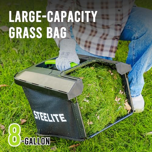 STEELITE 13-Inch Cordless Lawn Mower & 10-Inch Cordless String Trimmer Combo, 21V 4.0Ah & 2.0Ah Battery, Charger Included – Electric Lawn Care Kit for Mowing & Edging