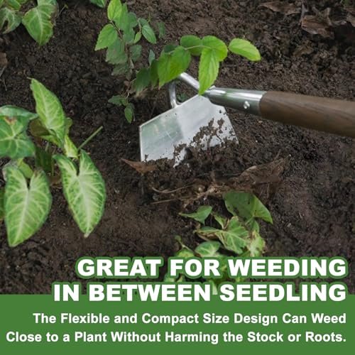 Haliaeetus Gardening Hoe, 58'' Long Handle Garden Hoe for Standing to Remove Weeds, Flat Edge Garden Hoe for Pulling Up Deep Rooted Weeds, Stainless Steel Compact Weed Hoe for Weeding Between Seedling