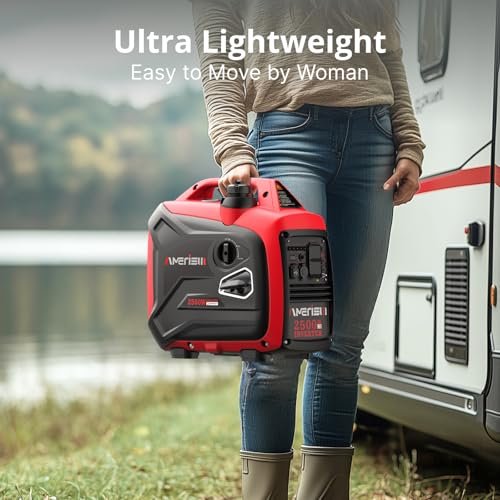 AMERISUN 2500-Watt Gas Powered Portable Inverter Generator, CO Sensor, Super Quiet for Home Backup, Emergency, Camping, EPA Compliant 2025 Version