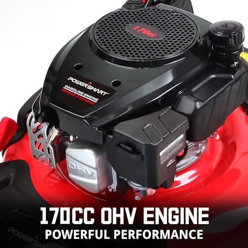 PowerSmart Self Propelled Gas Lawn Mower, 21-Inch 170cc OHV Engine RWD Single-Speed 3-in-1 with Bagging