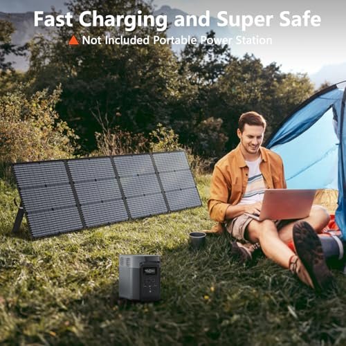 MHPOWOS Portable Solar Panel 220W 40V Monocrystalline Foldable Solar Panels Charger Power Backup, IP67 Waterproof Durable for Power Station RV Camping Off Grid Fishing