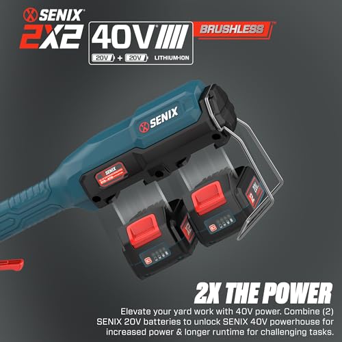 SENIX 2X2 40V Max* 17-Inch Cordless Push Lawn Mower with Brushless Motor, 2-in-1 Mulching & Bagging, 6-Position Height Adjustment, Includes 13-Gallon Bagger, Batteries, and Charger (LPPX2-M5)