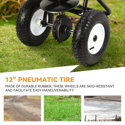 Auto Dynasty Walk-Behind Broadcast Spreader, 80LBS Capacity Fertilizer Seed Spreader for Salt, Ice Melt, Grass Seed, Lawn and Garden Seeder, Black