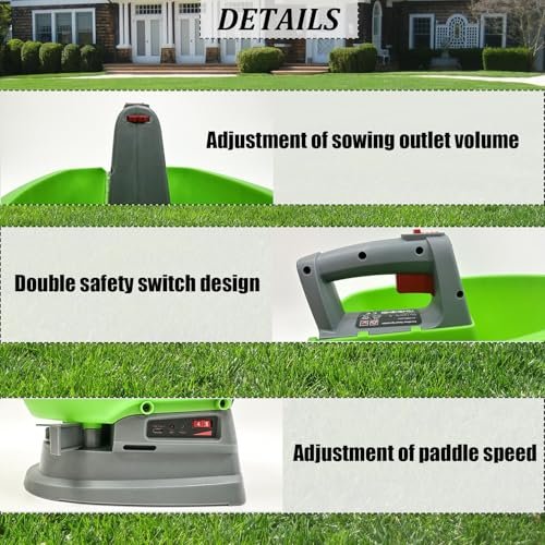 Handheld Power Spreader, Electric Seed Spreader, Electric Fertilizer Spreader, Handheld Seed Spreader, Type-C Smart Charging Port, Ultra-long Battery Life, No Battery Backup Required, 3-Year Warranty