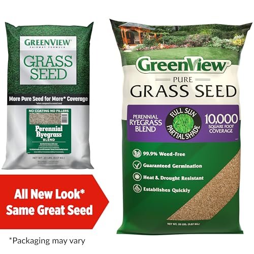 GreenView Pure Grass Seed Perennial Ryegrass Blend, 20 lb. Bag – Covers up to 10,000 sq. ft.