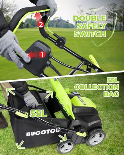 2-in-1 16-Inch Dethatcher & Scarifier Electric Corded, 15 Amp Copper Motor, Electric Lawn Dethatcher with 5-Position Depth Adjustment, 14.5 gal Thatch Bag,Walk Behind for Yard Lawn Garden Care