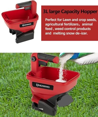 Uniqwamo Handheld Grass Seed Spreader Compatible for Milwaukee 18V Li-ion Battery, Available Year-Round, Grass Seeds, Rock Salt (Battery not Included)