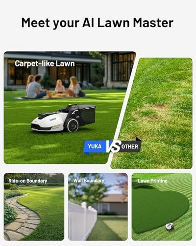 Mammotion YUKA 2000 Robot Lawn Mower with Sweeper Kit, Ultrasense AI Vision & RTK Antenna, Auto Mapping & App Control,45% Slope Capability,Wireless Perimeter,Dual Cutting Discs, Up to 20 Mowing Zones