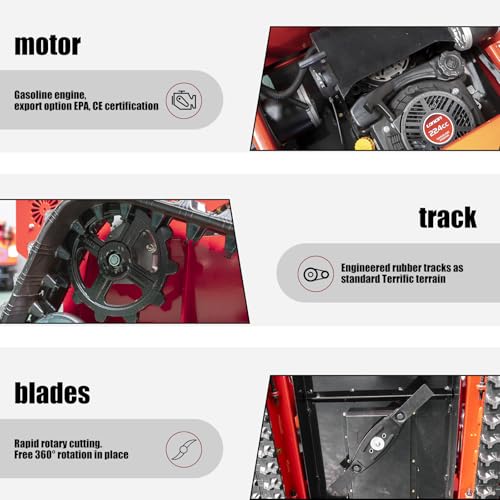 Lawn Mower, Remote Control Lawn Mower, Small Crawler Oil-Electric Hybrid Four-Wheel Drive Lawn Mowing and Weed Whacker, All Terrain Grass Cutter Yard Mower, 45Â° Climbing (SKD-224-55)