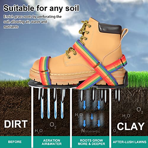 DenForste Lawn Aerator Shoes for Grass - Pre-Assembled Grass Aerator Shoes for Lawn - Soil Yard Aerator Tool for Aerating Patio Garden, Colorful