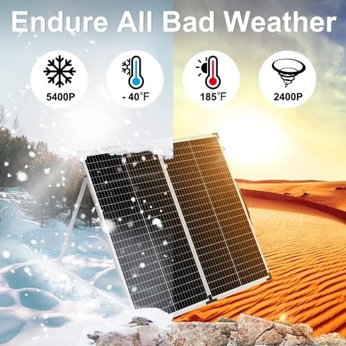 DOKIO Portable Foldable 150W 18v Solar Suitcase Monocrystalline, Folding Solar Panel Kit with Controller to Charge 12 Volts Batteries (AGM Lead/Acid Types Vented Gel) RV Camping Boat