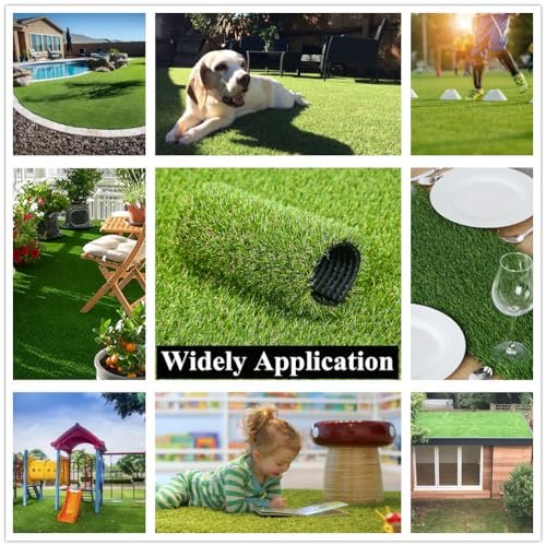 Conscience Trading Artificial Grass Turf Rug 15x20ft Fake Grass Carpet Synthetic Lawn Maintenance Free for Yard,Patio,Balcony,Pet Mat,Indoor Outdoor Decor, Green