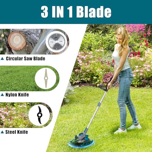 Talionqu Cordless Weed Wacker with Brushless Motor, 3-in-1 Lawn Edger & Trimmer & Mower, Charger Included (One 4.0AH Battery)