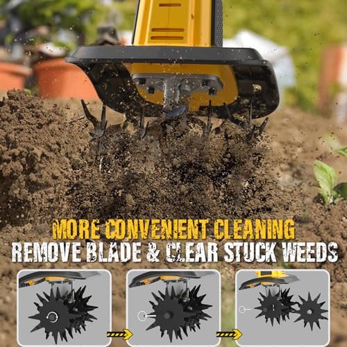 20V Cordless Electric Tiller, 9-Inch Garden Cultivator 360RPM Battery Powered Rototiller Portable Lightweight Efficient Tilling Includes 4.0Ah Battery and Charger