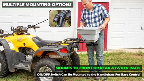 Yard Commander - 80 LB ATV/UTV Broadcast Spreader - 12-Volt Heavy Duty Motor - Salt, Seed, Fertilizer & More - Adjustable Drop Rate - Included Hopper Cover - Mounts to Front or Rear Utility Rack