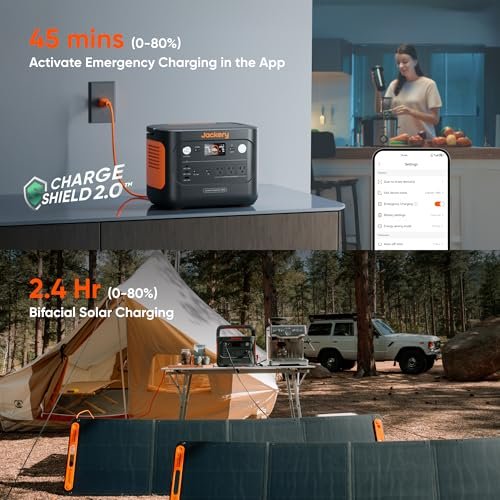Jackery Explorer 1000 v2 Portable Power Station,1070Wh LiFePO4 Battery,1500W AC/100W USB-C Output, 1 Hr Fast Charge, Solar Generator for Camping,Emergency, RV, Off-Grid Living(Solar Panel Optional)