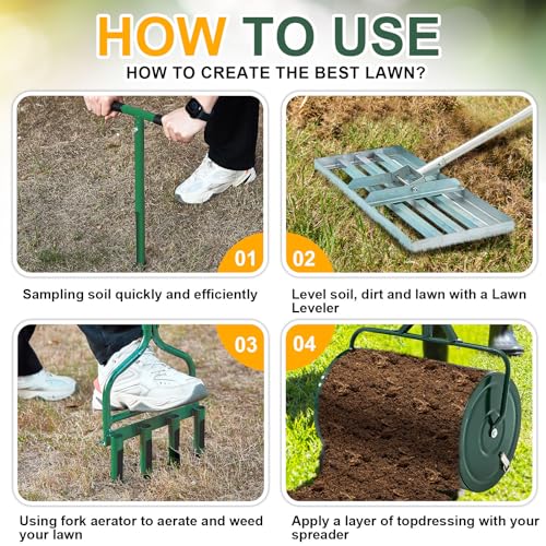 Lothee 4-Step Compost and Peat Moss Spreader Lawn Care System Includes 24