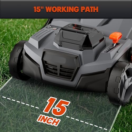Cordless 15IN 2-in-1 Scarifier & Dethatcher Compatible with Dewalt 20v Battery (Tool Only), 12 Gal Collection Bag, Air Boost Technology, Quick Fold & 3 Adjustable Position, Walk-Behind for Lawn Care