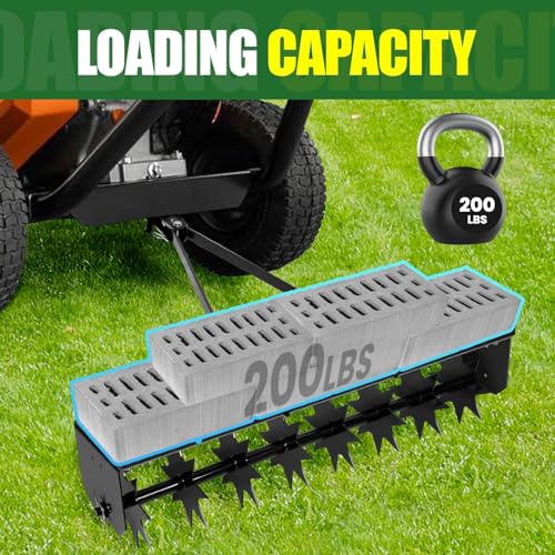 WETOXL 35-Inch Spike Tow Behind Aerator for Lawn Tractor, Pull Behind Aerator for Riding Mower with Steel Tines, Tractor Aerator for Farm