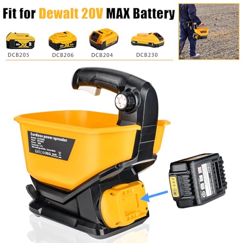 Gerttilyon Salt Spreader for Dewalt 20V 60V Li-ion Battery - Handheld Seed and Fertilizer Power Spreader. Year-Round Coverage for Grass Seeds, Rock Salt, ice melt Seasons(Tool only)